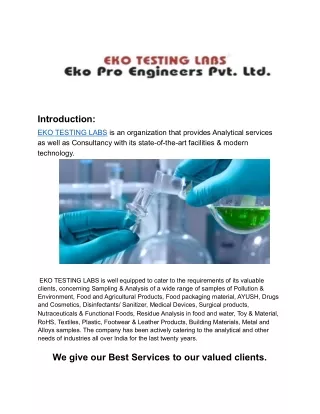 Eko Testing Labs - Ensuring Excellence in Testing Standards