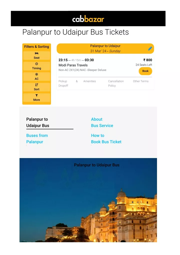 palanpur to udaipur bus tickets