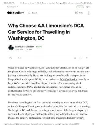 Why Choose AA Limousine’s DCA Car Service for Travelling in Washington, DC _ by aalimousineandsedan _ Mar, 2024 _ Medium