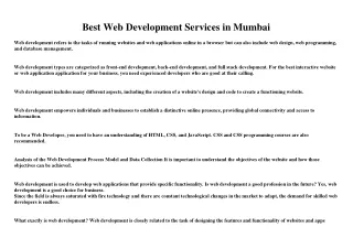 BEST WEB DEVELOPMENT SERVICES IN MUMBAI