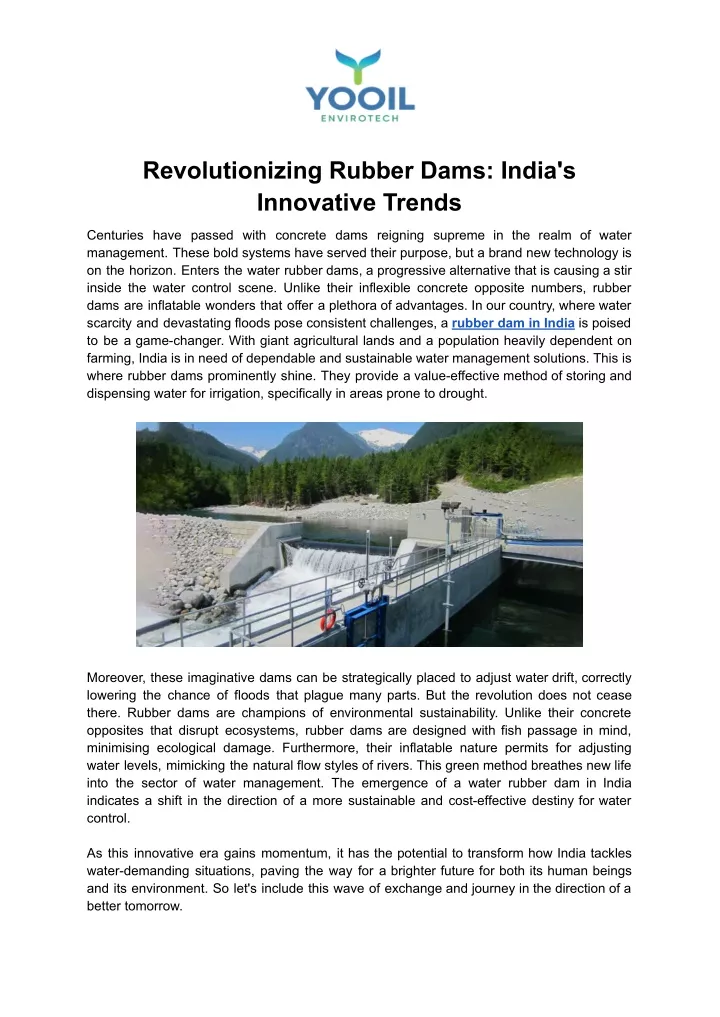 revolutionizing rubber dams india s innovative