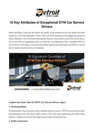 10 Key Attributes of Exceptional DTW Car Service Drivers