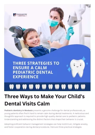 Three Ways to Make Your Child's Dental Visits Calm