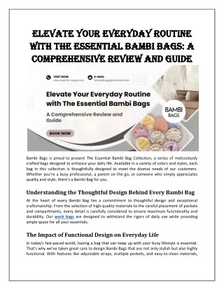 Elevate Your Everyday Routine with The Essential Bambi Bags