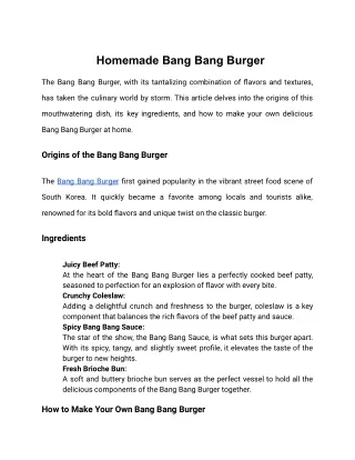 Homemade Bang Bang Burger