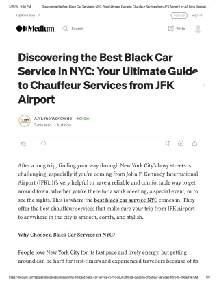 Discovering the Best Black Car Service in NYC_ Your Ultimate Guide to Chauffeur Services from JFK Airport _ by AA Limo W