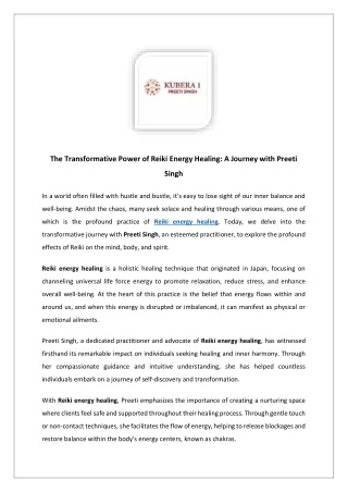 The Transformative Power of Reiki Energy Healing
