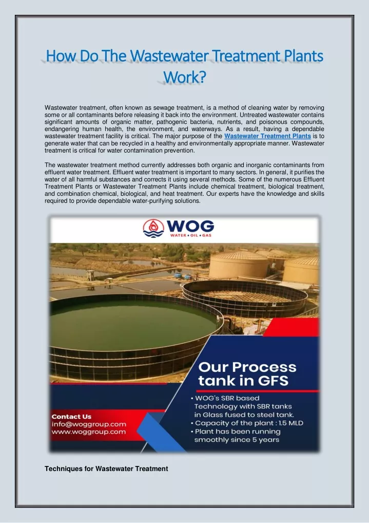 how how do the wastewater treatment plants