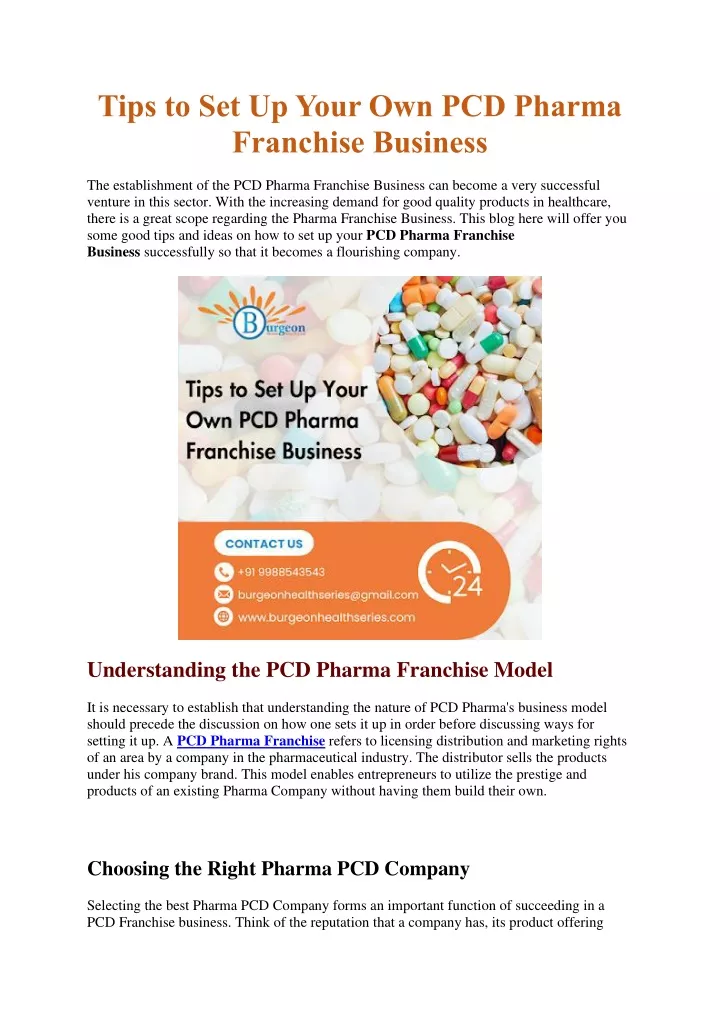 tips to set up your own pcd pharma franchise