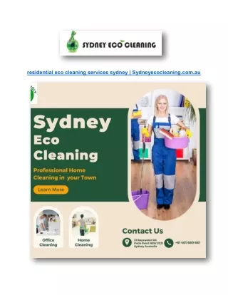 residential eco cleaning services sydney | Sydneyecocleaning.com.au