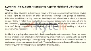 Kyte HR The #1 Staff Attendance App for Field and Distributed Teams