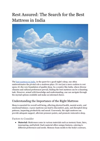 Rest Assured_ The Search for the Best Mattress in India