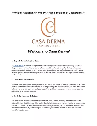 __Unlock Radiant Skin with PRP Facial Infusion at Casa Derma