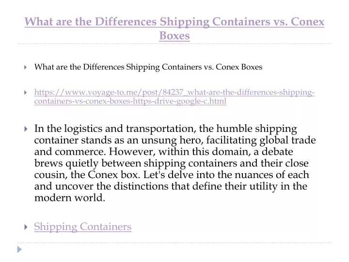 what are the differences shipping containers vs conex boxes
