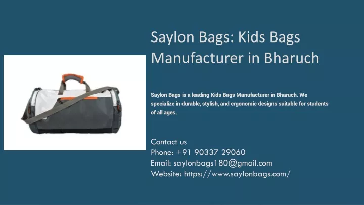 saylon bags kids bags manufacturer in bharuch