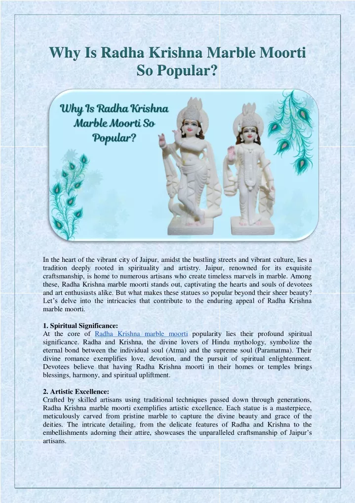 why is radha krishna marble moorti so popular