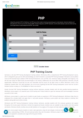 Learn the Top PHP Course - 4achievers