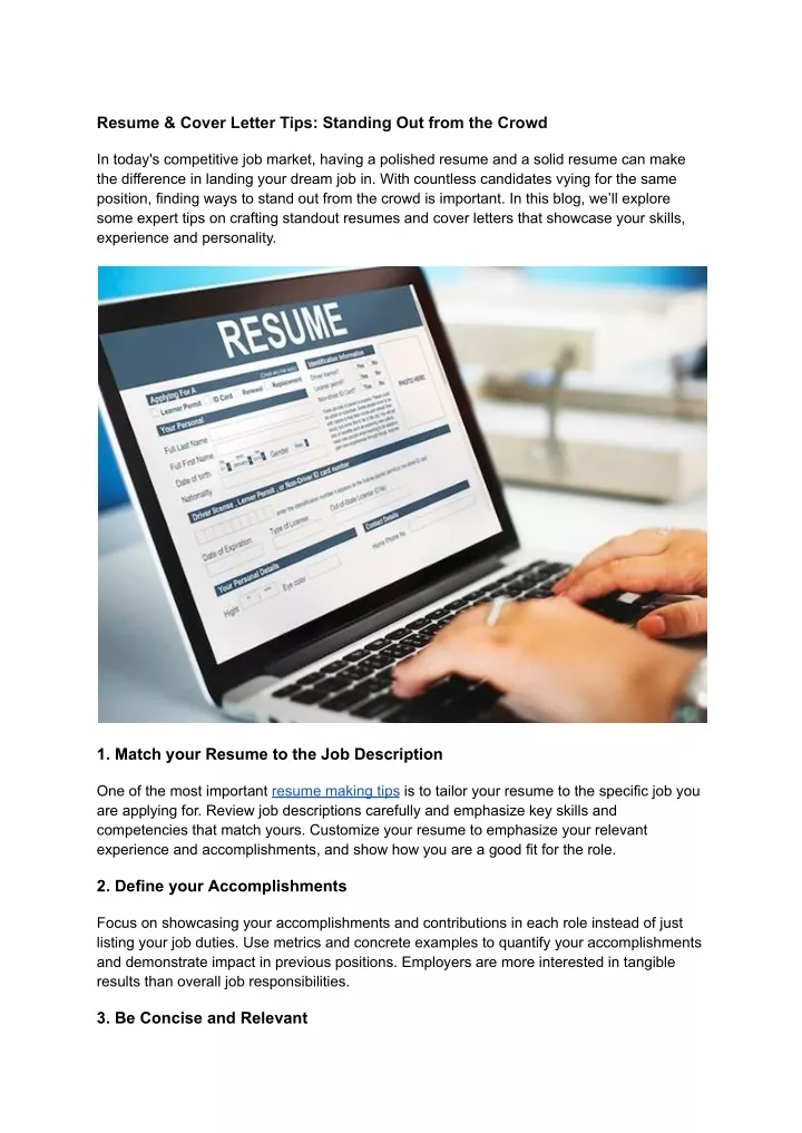 resume cover letter tips standing out from