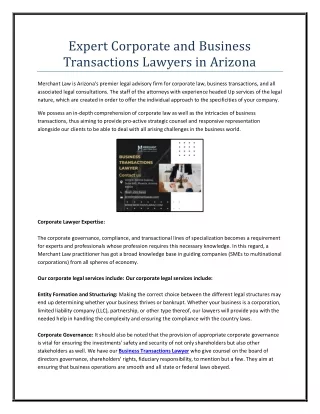 Expert Corporate and Business Transactions Lawyers in Arizona