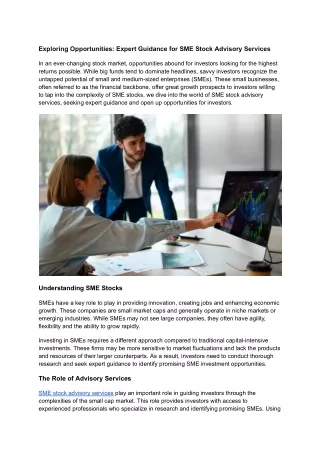 exploring opportunities expert guidance