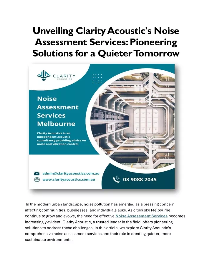 unveiling clarity acoustic s noise assessment