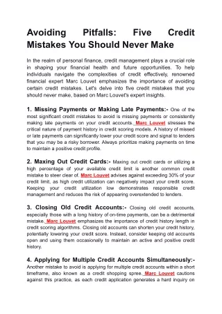 Avoiding Pitfalls_ Five Credit Mistakes You Should Never Make