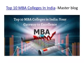 Top 10 MBA Colleges in India- Master blog