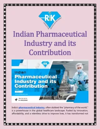 Indian Pharmaceutical Industry and its Contribution