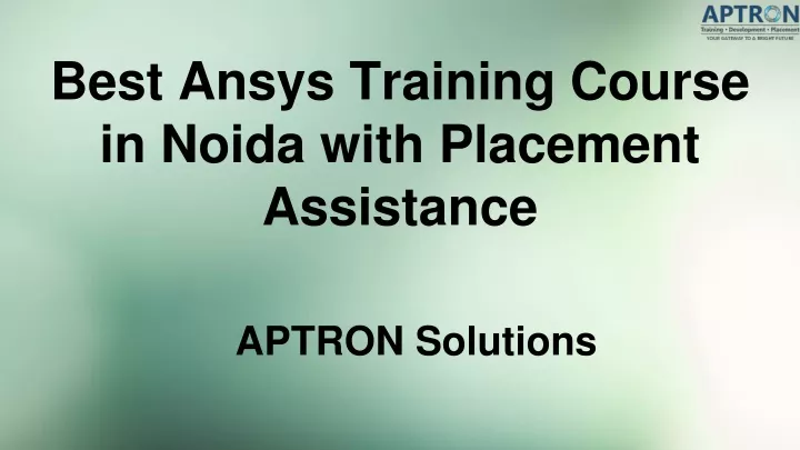 best ansys training course in noida with placement assistance