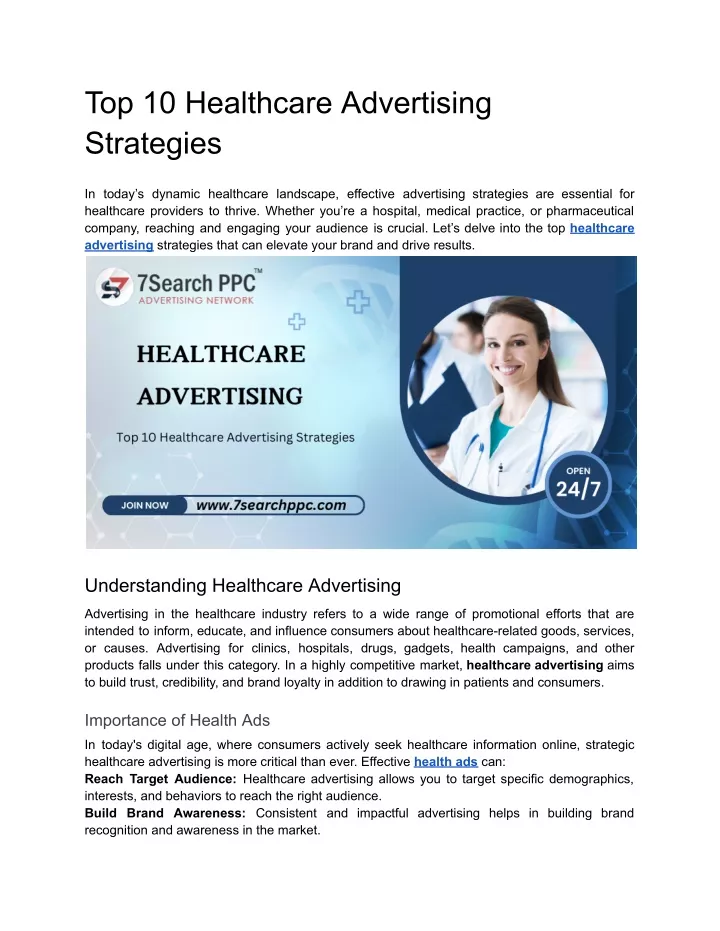 top 10 healthcare advertising strategies