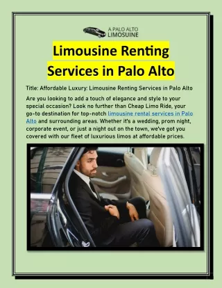 Limousine Renting Services in Palo Alto