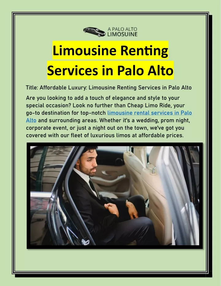 limousine renting services in palo alto