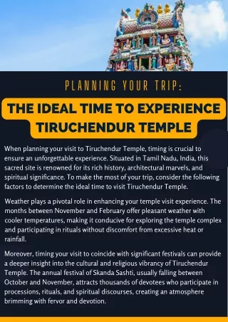 Planning Your Trip The Ideal Time to Experience Tiruchendur Temple