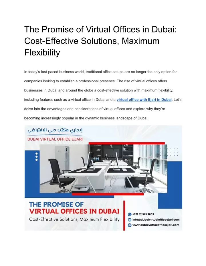 the promise of virtual offices in dubai cost