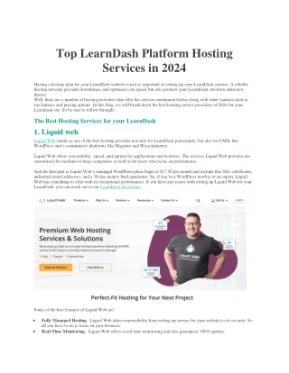 Top LearnDash Platform Hosting Services in 2024