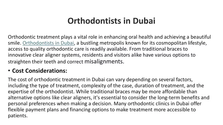 orthodontists in dubai
