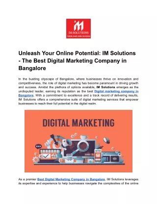 Unleash Your Online Potential_ IM Solutions - The Best Digital Marketing Company in Bangalore