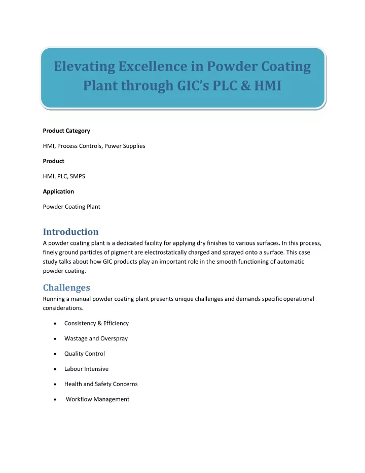 elevating excellence in powder coating plant