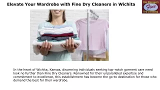 Elevate Your Wardrobe with Fine Dry Cleaners in Wichita