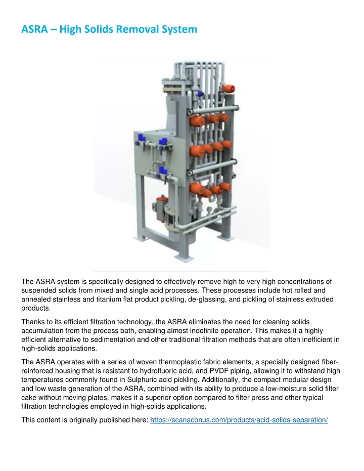 asra high solids removal system