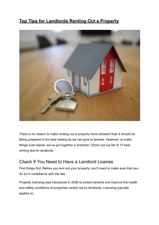 Top Tips for Landlords Renting Out a Property