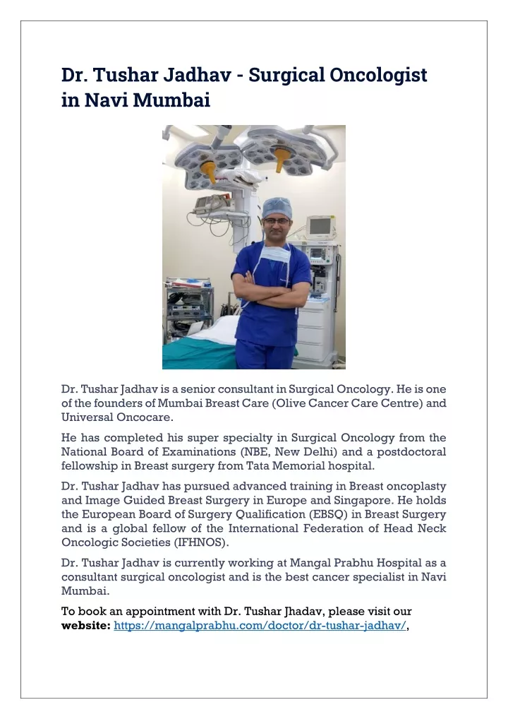dr tushar jadhav surgical oncologist in navi