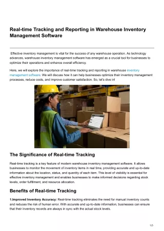 real time tracking and reporting in warehouse