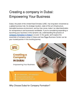 Creating a company in Dubai: Empowering Your Business