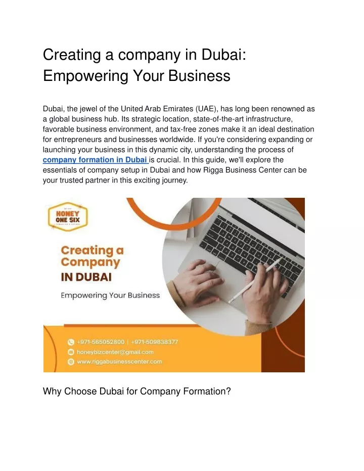 creating a company in dubai empowering your business