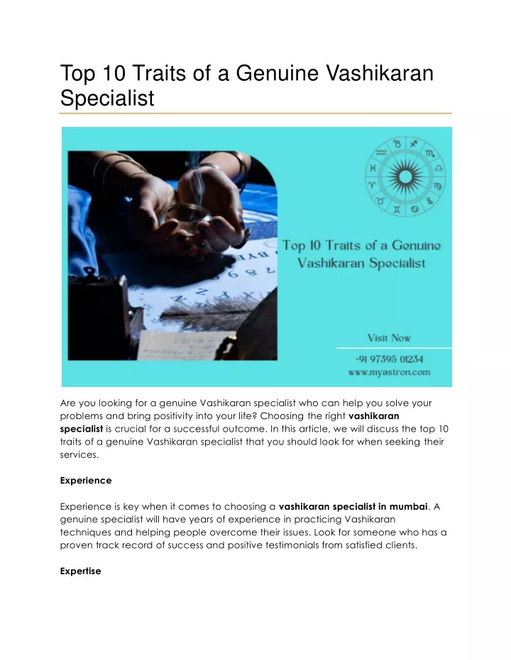 top 10 traits of a genuine vashikaran specialist