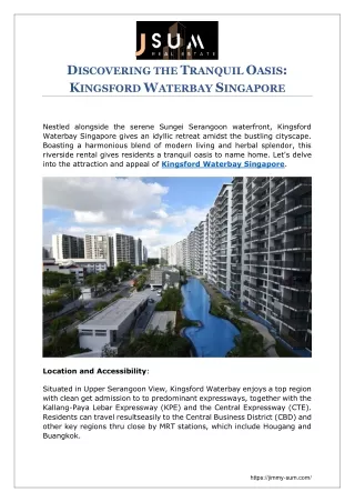 DISCOVERING THE TRANQUIL OASIS KINGSFORD WATERBAY SINGAPORE
