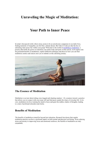 unraveling the magic of meditation