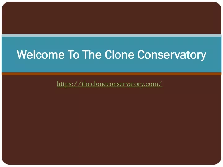 welcome to the clone conservatory