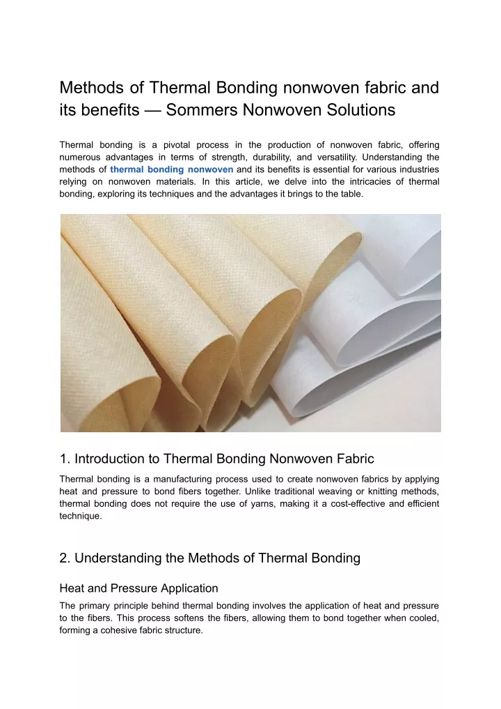 methods of thermal bonding nonwoven fabric